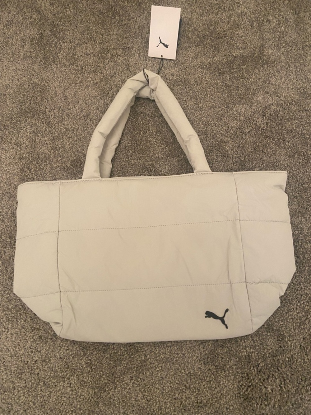 Puma Light Gray Quilted Tote with Black Logo